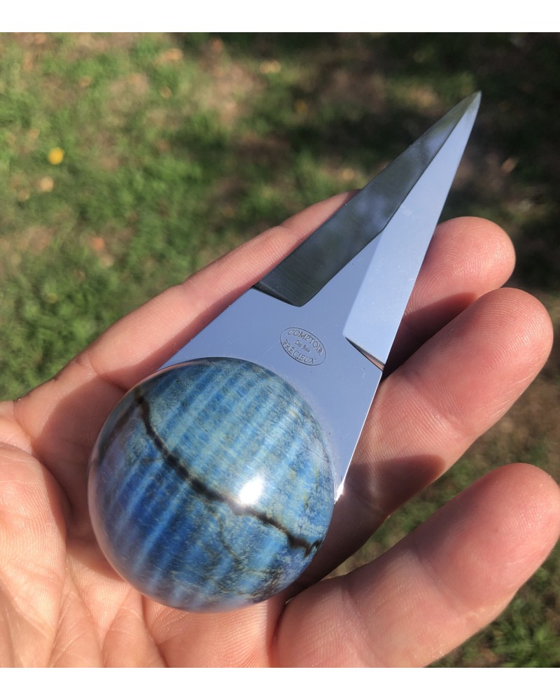 Couteaux à huitres MARRONNIER D'INDE  échauffé / ondé stabilisé bleu 03