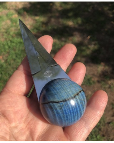 Couteaux à huitres MARRONNIER D'INDE  échauffé / ondé stabilisé bleu 03