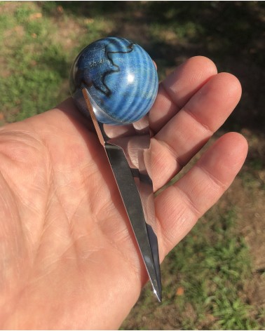 Couteaux à huitres MARRONNIER D'INDE  échauffé / ondé stabilisé bleu 03